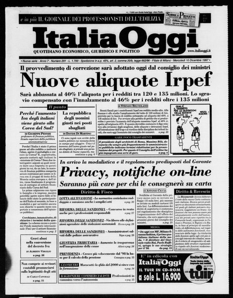 Italia oggi : quotidiano di economia finanza e politica